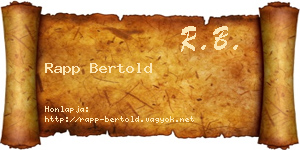 Rapp Bertold névjegykártya